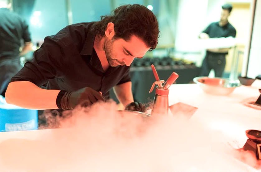 Working over a cloud of dry ice at the National Geographic event bar