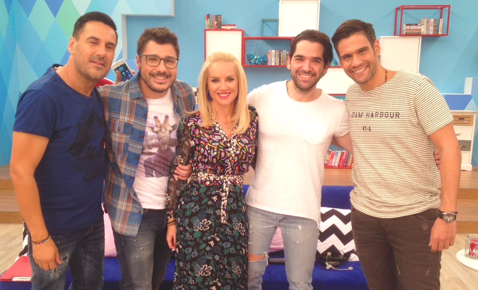On set with the show's presenter and fellow guests after a segment